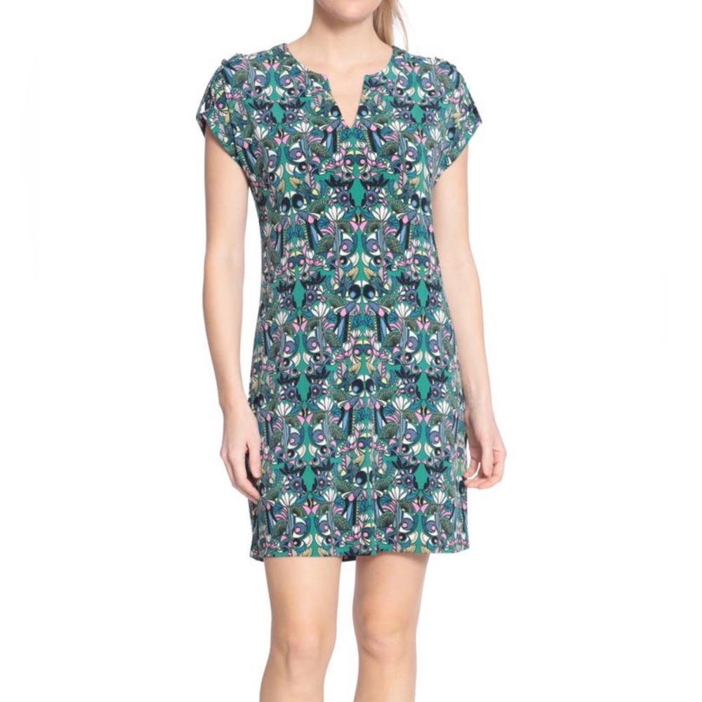 London Times Multicolor Green Yellow Blue Pink White Floral Mini Casual Dress XL